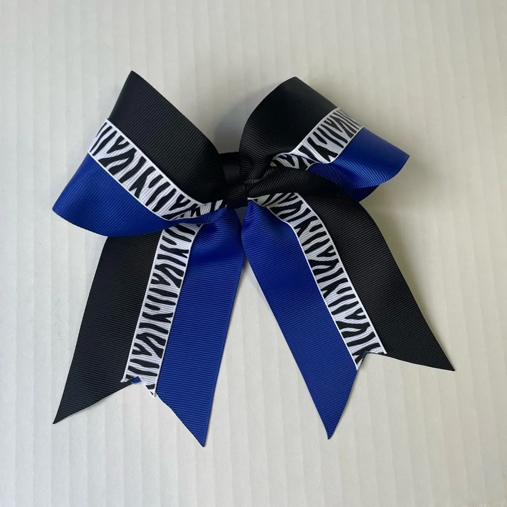5 Piece 7 inch Zebra Animal Print Pony Tail Cheer Bows